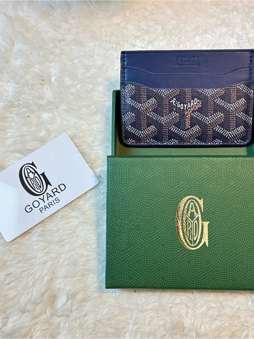 Goyard Navy Blue Card Holder - Men's Leather Card Sleeve